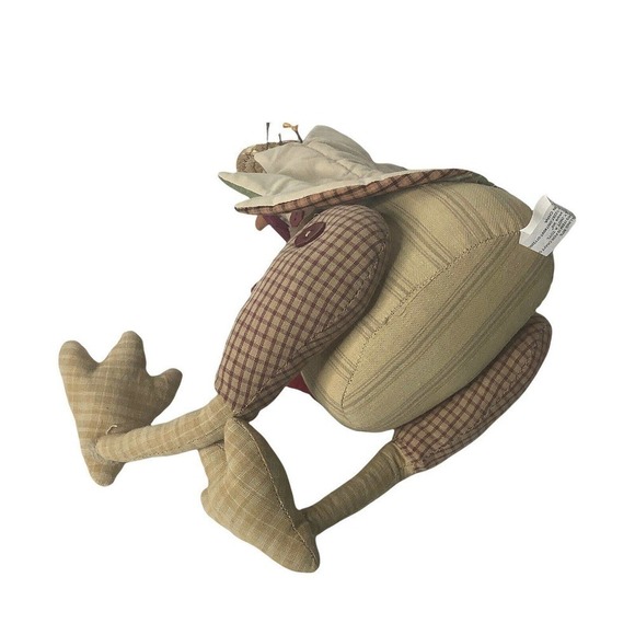 THANKSGIVING pilgrim turkey plush stuffed bird fabric tabletop decor brown - Picture 3 of 4